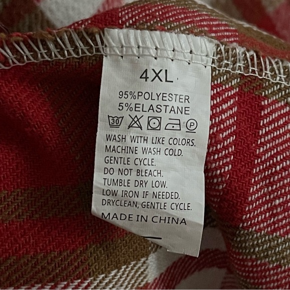 Red and Brown Plaid Button Up Shacket, Jacket, Size 4XL, EUC - Picture 5 of 5